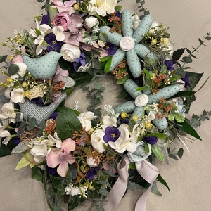 Ajtódísz tavasz-nyár textil margarétákkal - Meska.hu