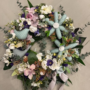 Ajtódísz tavasz-nyár textil margarétákkal - otthon & életmód - dekoráció - ajtó- és ablak dekoráció - ajtódísz & kopogtató - Meska.hu