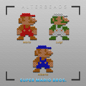 SUPER MARIO BROS. főhős figurák klasszikus színekkel vasalható gyöngyből - karácsony - karácsonyi lakásdekoráció - karácsonyfadíszek - Meska.hu