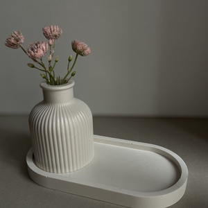 Ovális tálca, bordázott gömb váza szett, Otthon & Életmód, Dekoráció, Asztal és polc dekoráció, Asztaldísz, Mindenmás, MESKA