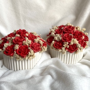 Örökrózsa kert csíkos tégelyben, Esküvő, Dekoráció, Asztaldísz, Mindenmás, MESKA