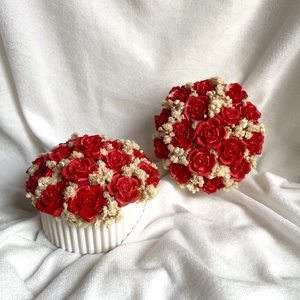 Örökrózsa kert csíkos tégelyben - esküvő - dekoráció - asztaldísz - Meska.hu