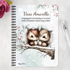 Személyre szabható - Cuki téli mókuskák mintás A6-os füzet - otthon & életmód - papír, írószer - jegyzetfüzet & napló - Meska.hu