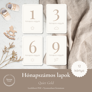 Hónapszámos lapok csomag  Quiet Gold   Letölthető PDF  Amae Visuals, Művészet, Grafika & Illusztráció, Digitális, Fotó, grafika, rajz, illusztráció, MESKA