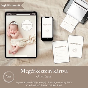 Digitális Megérkeztem kártya szett  Quiet Gold  Amae Visuals, Művészet, Grafika & Illusztráció, Digitális, , MESKA