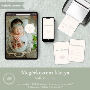Digitális Megérkeztem kártya szett  Soft Meadow  Amae Visuals, Művészet, Grafika & Illusztráció, Digitális, Fotó, grafika, rajz, illusztráció, MESKA
