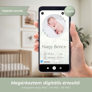 Digitális bababejelentő kártya - Soft Meadow - Amae Visuals, Művészet, Grafika & Illusztráció, Digitális, Fotó, grafika, rajz, illusztráció, MESKA