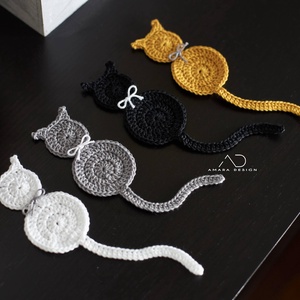 Horgolt cicás könyvjelző  - könyv & zene - könyvjelző - Meska.hu