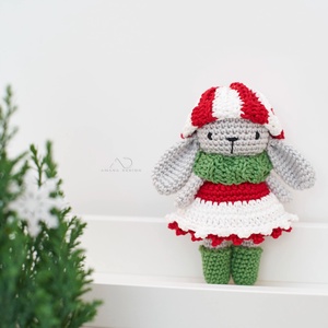 ZsebAmara - horgolt MINI nyuszi marokfigura lógó fülekkel, öltöztethető, Játék & Sport, Plüssállat & Játékfigura, Nyuszi, Horgolás, MESKA