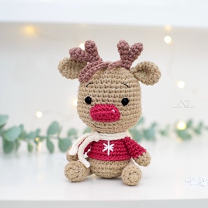 ZsebAmara - horgolt kis ülő rénszarvas, marokállatka - játék & sport - plüssállat & játékfigura - más figura - Meska.hu