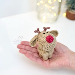 ZsebAmara - horgolt MINI Rudolf, rénszarvas, marokállatka - játék & sport - plüssállat & játékfigura - más figura - Meska.hu