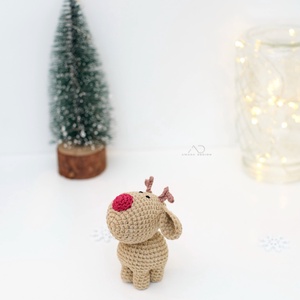 ZsebAmara - horgolt MINI Rudolf, rénszarvas, marokállatka, Játék & Sport, Plüssállat & Játékfigura, Más figura, Horgolás, Hímzés, MESKA