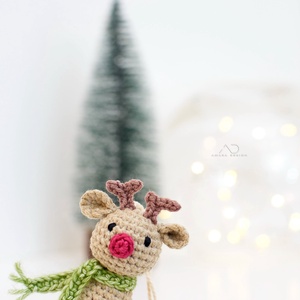 ZsebAmara - Horgolt szív-rénszarvas, karácsonyi dísz  - Meska.hu
