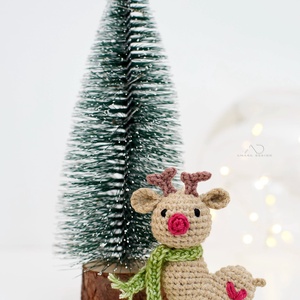 ZsebAmara - Horgolt szív-rénszarvas, karácsonyi dísz  - karácsony - karácsonyi lakásdekoráció - karácsonyfadíszek - Meska.hu