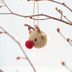 Horgolt rénszarvas karácsonyfadísz  1 db - karácsony - karácsonyi lakásdekoráció - karácsonyfadíszek - Meska.hu