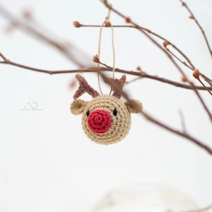 Horgolt rénszarvas karácsonyfadísz  1 db - karácsony - karácsonyi lakásdekoráció - karácsonyfadíszek - Meska.hu