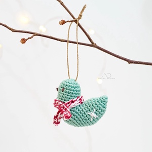 Horgolt karácsonyi madárka, karácsonyfadísz 1 db - karácsony - karácsonyi lakásdekoráció - karácsonyfadíszek - Meska.hu