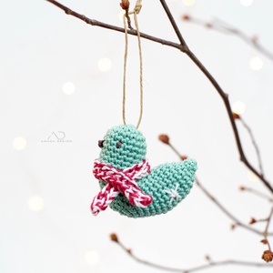 Horgolt karácsonyi madárka, karácsonyfadísz 1 db - karácsony - karácsonyi lakásdekoráció - karácsonyfadíszek - Meska.hu
