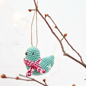 Horgolt karácsonyi madárka, karácsonyfadísz 1 db - karácsony - karácsonyi lakásdekoráció - karácsonyfadíszek - Meska.hu