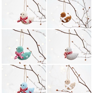 Horgolt karácsonyi madárka, karácsonyfadísz 1 db - Meska.hu