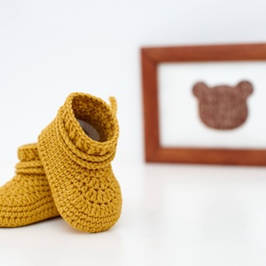 Horgolt babacipő - 6 színben rendelhető - baba - mama - keresztelő kellékek - keresztelő cipő - Meska.hu