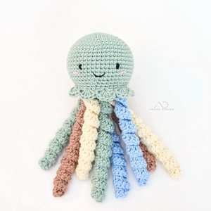 Horgolt KIS rezeda polip - játék & sport - babalátogató ajándékcsomag - Meska.hu