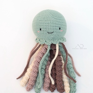 Horgolt NAGY rezeda polip  - baba - mama - babalátogató ajándékcsomag - Meska.hu