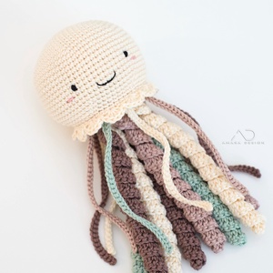 Horgolt NAGY krém polip  - baba - mama - babalátogató ajándékcsomag - Meska.hu