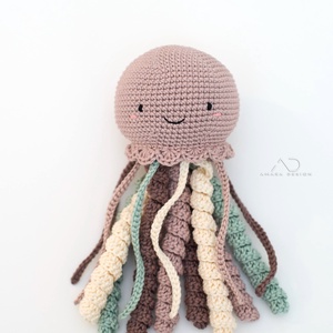 Horgolt NAGY bézs polip  - baba - mama - babalátogató ajándékcsomag - Meska.hu