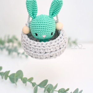 LIMITÁLT - ZsebAmara MINI nyuszi akasztható kosárkával, húsvéti csomag - játék & sport - plüssállat & játékfigura - nyuszi - Meska.hu