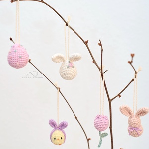 Húsvéti, tavaszi horgolt akasztós díszek - 5 db/csom - Meska.hu