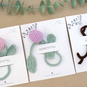 Horgolt VIRÁG könyvjelző 1 db (tulipán, cseresznyevirág, napraforgó) - könyv & zene - könyvjelző - Meska.hu