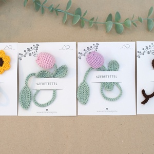 Horgolt VIRÁG könyvjelző 1 db (tulipán, cseresznyevirág, napraforgó), Könyv & Zene, Könyvjelző, Horgolás, MESKA