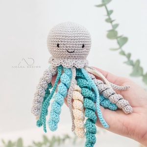 Horgolt KIS világosszürke polip , Baba - mama, Baba játékok, Szundikendő, alvóka, Horgolás, Hímzés, MESKA