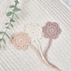 Horgolt VIRÁG könyvjelző 1 db (bármilyen színben kérhető)  - könyv & zene - könyvjelző - Meska.hu