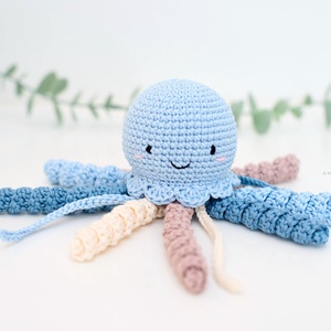 Horgolt KIS kék polip - játék & sport - plüssállat & játékfigura - polip, medúza - Meska.hu