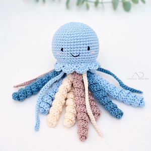 Horgolt KIS kék polip, Játék & Sport, Plüssállat & Játékfigura, Polip, medúza, Horgolás, Hímzés, MESKA