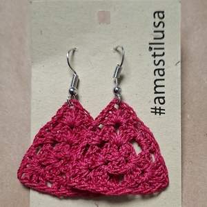 Horgolt fülbevaló - magenta , Ékszer, Fülbevaló, Lógó fülbevaló, Horgolás, MESKA