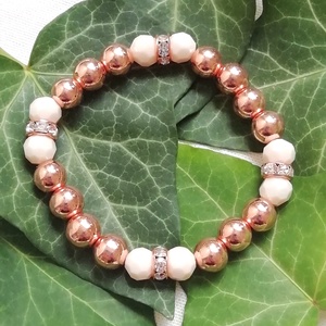 Rosegold hematit ásvány karkötő, rozé arany ásványkarkötő, egyedi rose gold / rózsaarany hematit ásványkarkötő - ékszer - karkötő - bogyós karkötő - Meska.hu