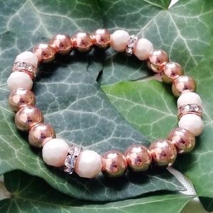Rosegold hematit ásvány karkötő, rozé arany ásványkarkötő, egyedi rose gold / rózsaarany hematit ásványkarkötő - ékszer - karkötő - bogyós karkötő - Meska.hu