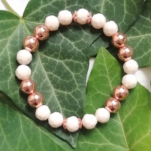 Rosegold hematit ásvány karkötő, rozé arany ásvány karkötő, egyedi rose gold / rózsaarany hematit ásvány karkötő - ékszer - karkötő - gyöngyös karkötő - Meska.hu
