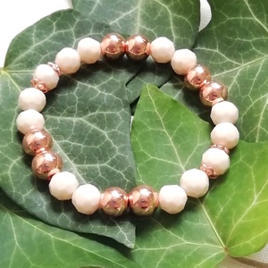 Rosegold hematit ásvány karkötő, rozé arany ásvány karkötő, egyedi rose gold / rózsaarany hematit ásvány karkötő - ékszer - karkötő - gyöngyös karkötő - Meska.hu