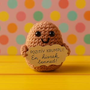 horgolt motivációs krumpli - egyedi üzenettel - otthon & életmód - dekoráció - asztal és polc dekoráció - asztaldísz - Meska.hu