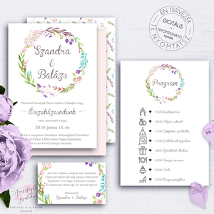 Esküvői Meghívó Készlet, Nyomtatható Vintage Virágos Esküvői Meghívó Szett, Letölthető-Digitális Meghívó Csomag - Meska.hu
