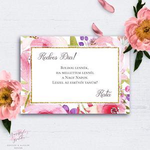 Tanú Felkérő Lap, Festett Virágos Esküvői Lap, Felkérő Lap, Esküvői Képeslap, Vintage Esküvő, Esküvői Lap - Meska.hu