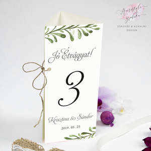 Esküvői Menükártya, Rusztikus Esküvői Asztalszám, Esküvői Dekor, Greenery Esküvői Lap, Háromszög Menü, Natúr Itallap - Meska.hu