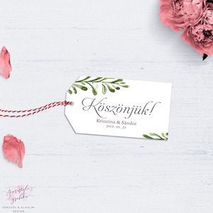 Esküvői Köszönőkártya, Greenery Köszönetkártya, Natúr Kísérőkártya, Ajándékkártya, Rusztikus Ajándékkísérő, Köszönöm - Meska.hu