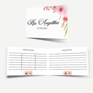 Roses hajtott névjegy és időpontkártya  négyoldalas, akvarell rózsás design, Otthon & Életmód, Papír, írószer, Névjegykártya, Fotó, grafika, rajz, illusztráció, Festészet, MESKA