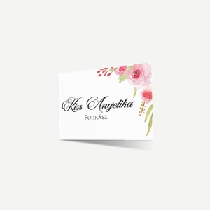 Roses hajtott névjegy és időpontkártya  négyoldalas, akvarell rózsás design - otthon & életmód - papír, írószer - névjegykártya - Meska.hu
