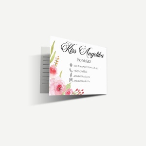 Roses hajtott névjegy és időpontkártya  négyoldalas, akvarell rózsás design - otthon & életmód - papír, írószer - névjegykártya - Meska.hu
